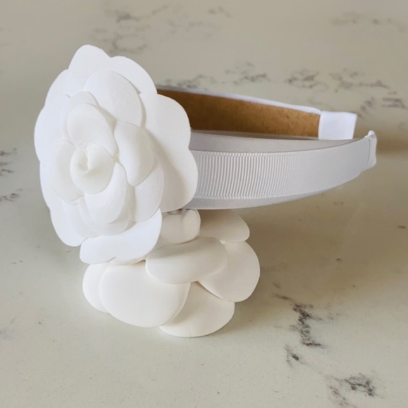 White Camellia Handcrafted Headband main image 6